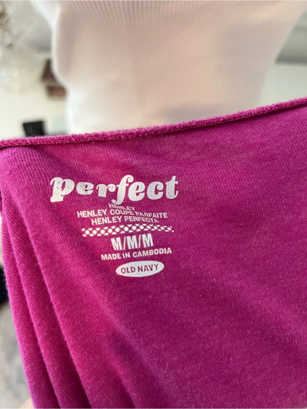 vintage fitted pink henley short sleeve top - Picture 5 of 5